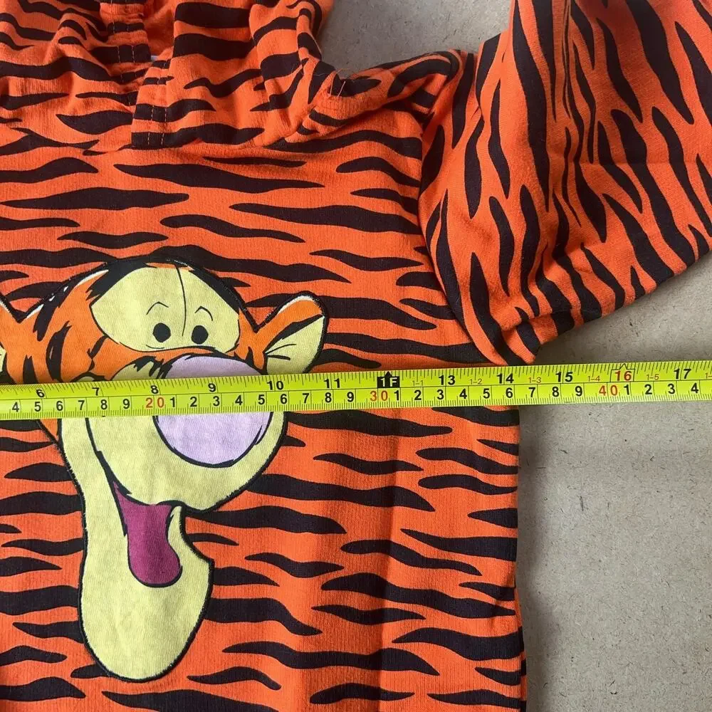 Vintage Snowsuit Pooh Boys M Orange Hooded Fleece Animal Print Tigger Snap Front